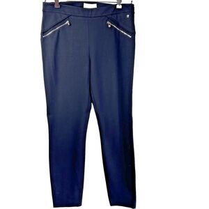 VDP Collection Black Zipped Pockets Stretch Flat Front Pants Sz 10/46 ITALY